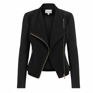 Calvin Klein Black Faux Suede Draped Open-Front Jacket